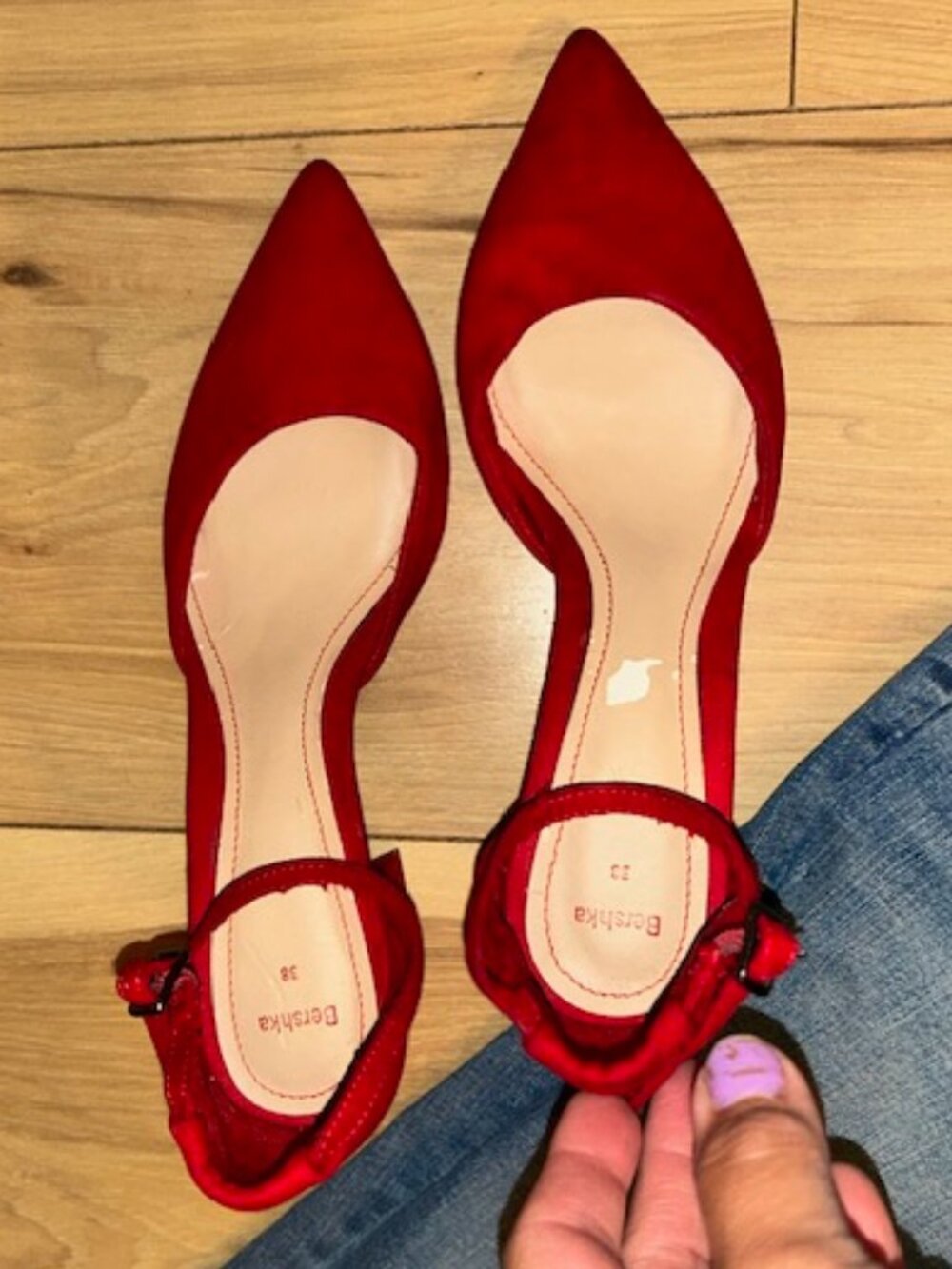Bershka red heels casual dress shoes european size 38 = 7.5 71/2 - Picture 3 of 6